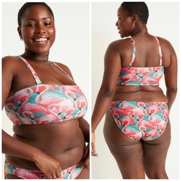 Old Navy | Flamingo Print Bandeau Bikini | 2 PC Bathing Suit 2X Plus Size - Picture 7 of 7